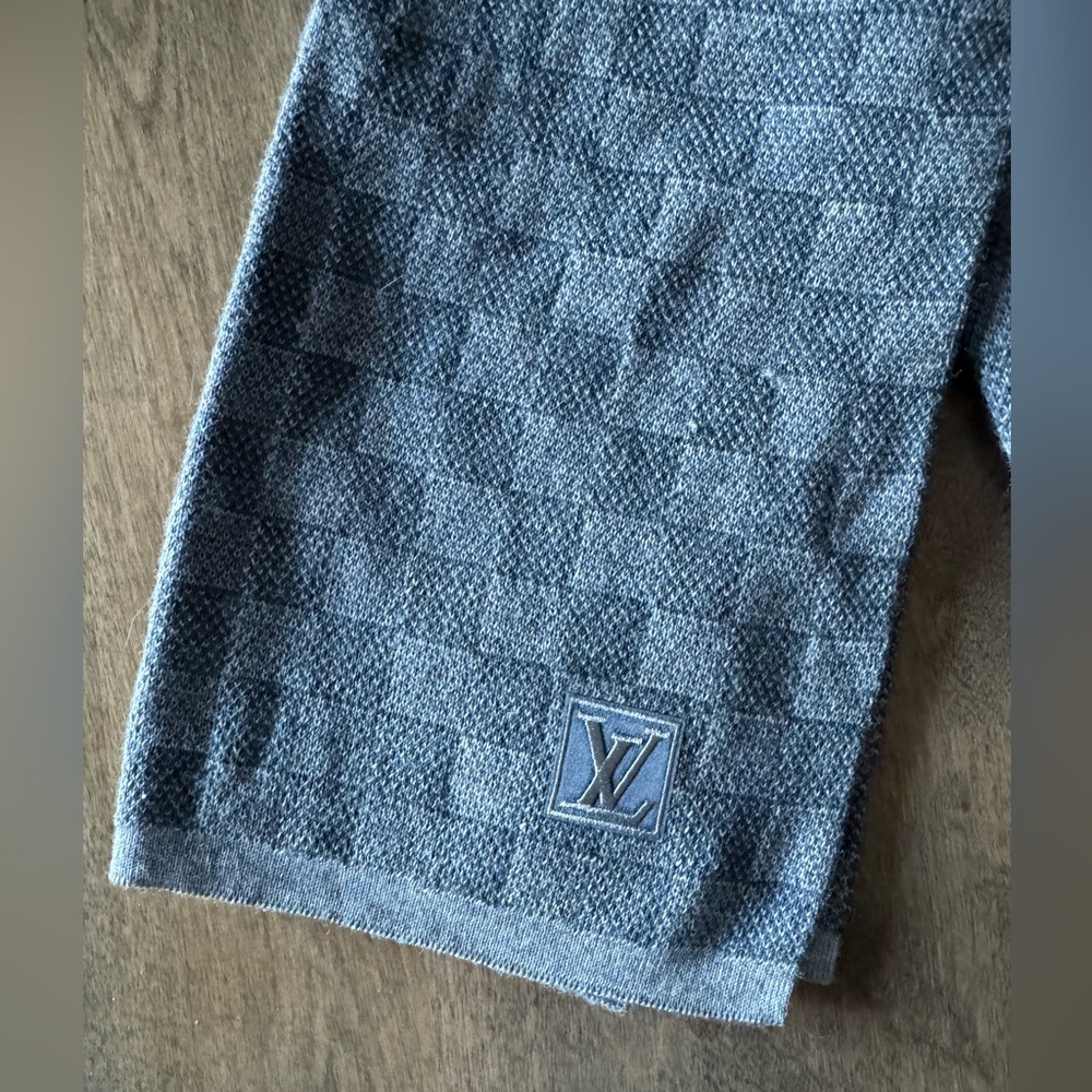 Authentic Louis Vuitton Petit Damier Scarf - Men’s Luxury Checkered Blue